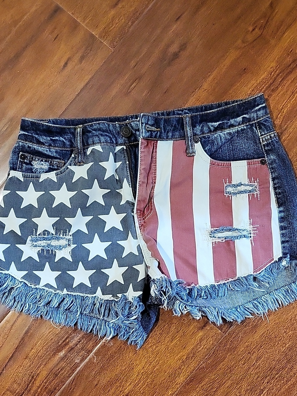 Mossimo American Flag Patchwork Denim Shorts - Blue/Red/White